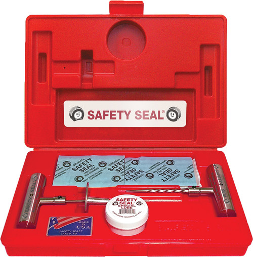 PG335 - SCEAU DE SÉCURITÉ – KIT DE RÉPARATION DE PNEUS DE LUXE POUR CAMIONS LÉGERS DANS UN ÉTUI DE MOULE SOUFFLANT, 30 RÉPARATIONS STANDARD (4 »), SONDE 4,75 »