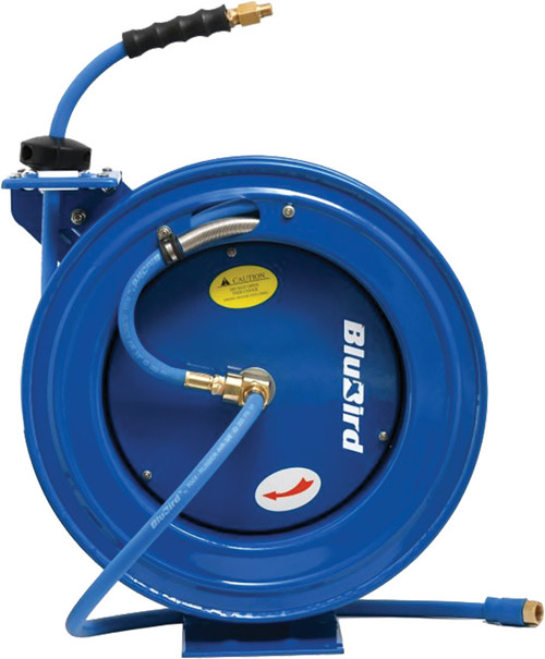 BLUBIRD SINGLE ARM HEAVY DUTY RUBBER AIR HOSE REEL 1/2" X 50'