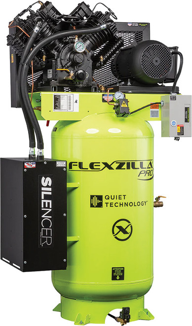 PG95 - 80 GALLON, 7.5 HP FLEXZILLA SPLASH LUBE, SINGLE PHASE, STATIONARY AIR COMPRESSOR WITH SILENCER™