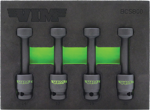 PG137 - 4-PC 1/2" DRIVE LOW PROFILE UNIVERSAL JOINT IMPACT SOCKET SET, 14MM, 17MM, 19MM, 21MM