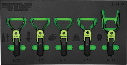 PG172 - KIT DE PINCES À DOIGTS FLEXIBLES DE 5 PIÈCES AVEC JOINT UNIVERSEL À 180°, DANS UN PLATEAU EN MOUSSE EVA