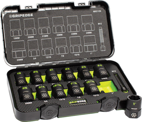 PG3 - 13 PIÈCES G-FORS™ PRISE 1/2" ENSEMBLE D’EXTRACTEURS À DOUILLE MAÎTRE STANDARD METRIC & SAE, 19-25 MM & 3/4 » À 1 »