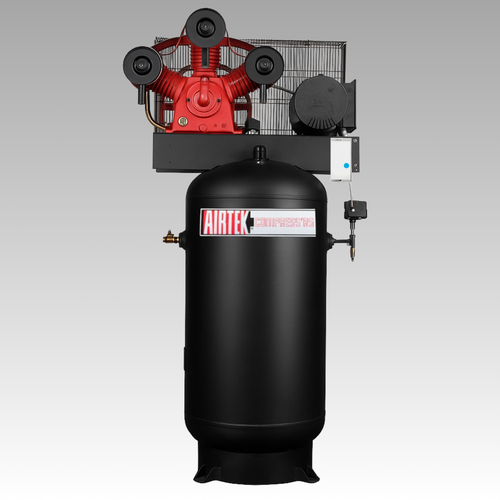 7.5HP SINGLE STAGE VERTICAL ELECTRIC INDUSTRIAL AIR COMPRESSOR - WITH MAGNETIC STARTER – 7.5 HP, THREE PHASE, 208-460V, 80 GALLON TANK