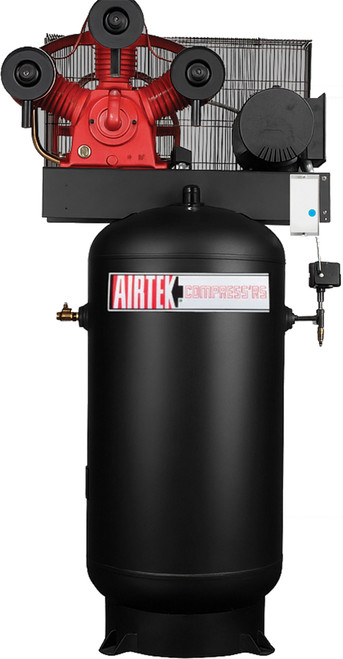 COMPRESSEUR D’AIR INDUSTRIEL ÉLECTRIQUE VERTICAL À UN ÉTAGE DE 10 CH - AVEC DÉMARREUR MAGNÉTIQUE – 10 CH, TRIPHASÉ, 208-460 V, RÉSERVOIR DE 80 GALLONS