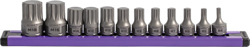 PG110 - 12-PC 1/4" & PRISE 3/8" JEU DE DOUILLES À DEUX COUPS D’ENTRAÎNEMENT TRIPLE CARRÉ À PROFIL BAS À DOUBLE ACTION, M4-M18