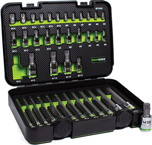 39-PC 1/4, 3/8 & 1/2" Drive Low Profile, Standard, Exta Long & Security Triple Square Master Bit Socket Set