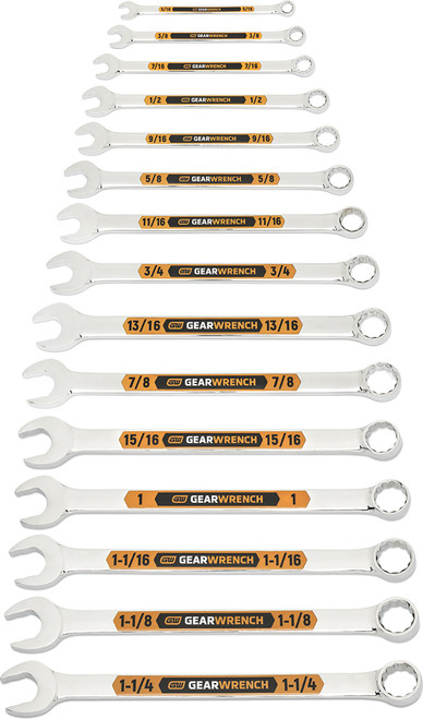 Ensemble de clé combinée SAE Hi-Viz à motif long à 15 pièces 15 pièces - GWR-81918H