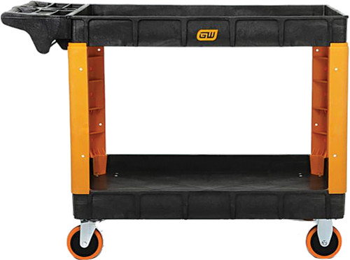 PG204 - 46" 2-SHELF HEAVY DUTY PLASTIC UTILITY CART, 500 LBS CAPACITY, 47" X 26" X 34"