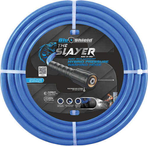 Tuyau de lavage haute pression hybride BLUSHIELD THE SLAYER 1/4" x 25' - Bleu