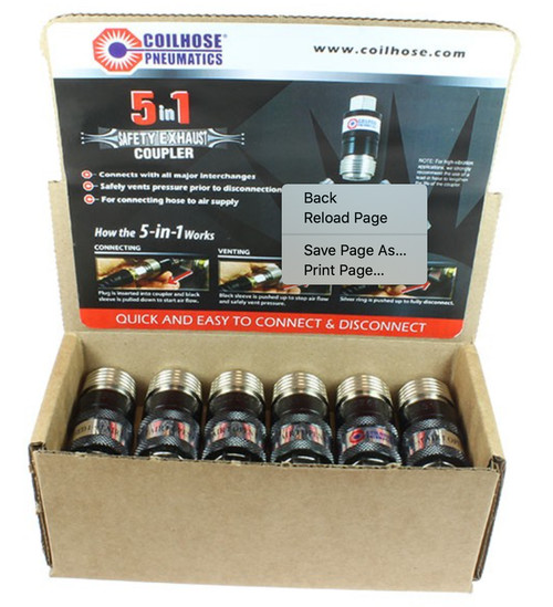 5-in-1 Automatic Safety Exhaust Coupler Display, (12 Pack)