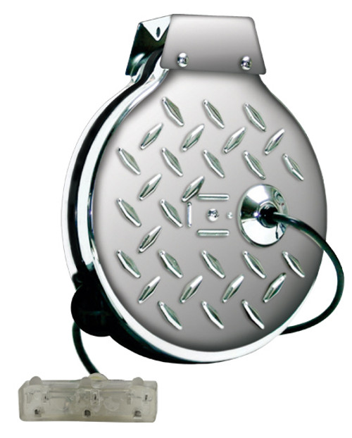 CHROME CORD REEL 13A TRI TAP 30 FT / 9.2M