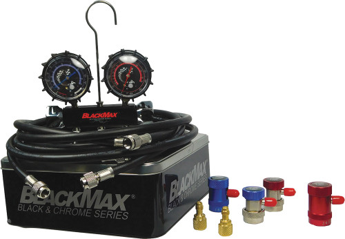 PG14 - BLACKMAX R-1234YF & R-134A MANIFOLD GAUGE SET, 8 FT. HOSES