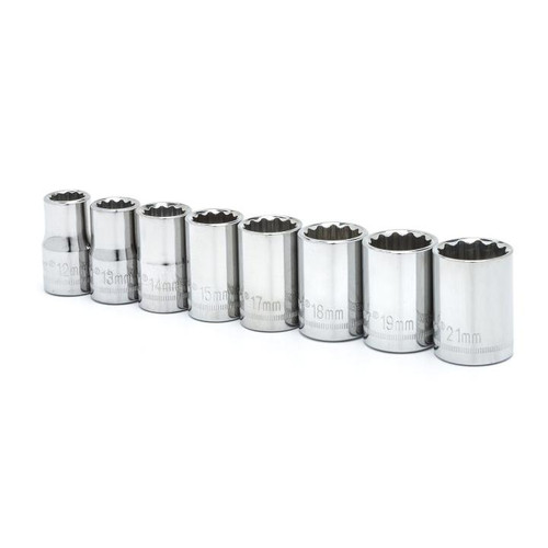 SOCKET SET,8PC,1/2" DRIVE,MM