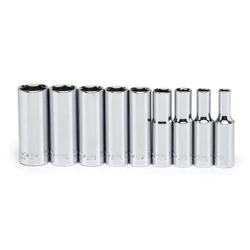 SOCKET SET,9PC,3/8" DRIVE,6PT,DEEP,SAE
