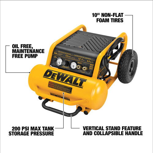 1.6 HP CONTINUOUS, 4.5 GALLON, 225 PSI, OIL FREE, 5 SCFM