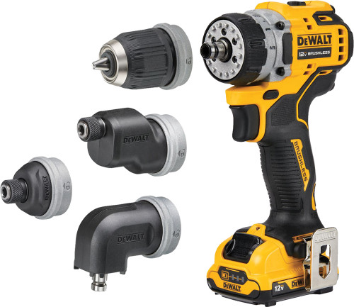 12V MAX* BRUSHLESS MULTI-HEAD DRILL/DRIVER, 3/8" CHUCK, 4 INTERCHANGEABLE HEAD ATTACHMENTS