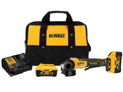 20V MAX XR 4-1/2" GRINDER W/ BRAKE (6.0AH) W/ 2 BATTERIES AND BAG