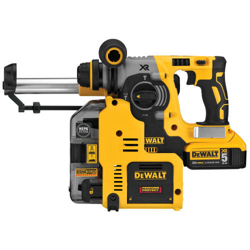 20V MAX XR 3 MODE SDS ROTARY HAMMER (5.0AH) W/ 2 BATTERIES, DUST EXTRACTOR AND KIT BOX