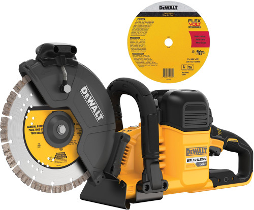 PG65 - 60V MAX 9" CUT-OFF SAW, 6600 RPM, (1) CERAMIC METAL CUT-OFF WHEEL, (1) DIAMOND CUTTING WHEEL