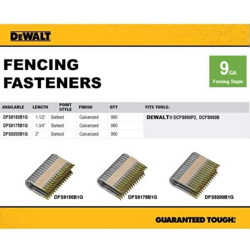 9GA, BARBED FENCING STAPLES, 1-1/2", DIVERGENT POINT, GALVANIZED,  960 CT