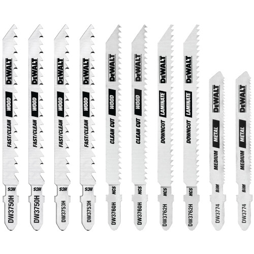10 PC COBALT STEEL JIG SAW BLADE SET IN TOUGH CASE T-SHANK