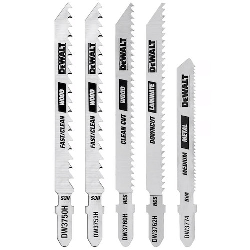 5 PC. ASSORTIMENT DE LAMES DE SCIE À GABARIT T-SHANK (HCS/HSS)
