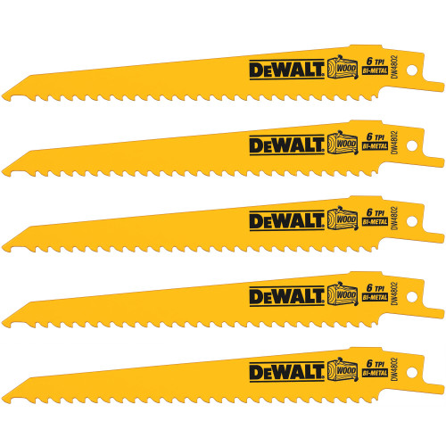 6"     6 TPI TAPER BACK BI-METAL RECIPROCATING SAW BLADE (5 PK)