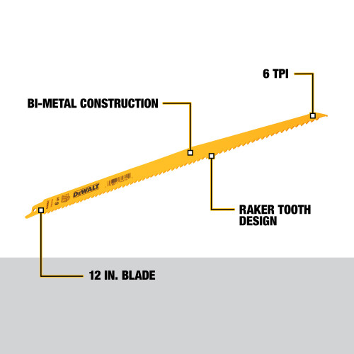 12"   6 TPI TAPER BACK BI-METAL RECIPROCATING SAW BLADE (BULK 25)