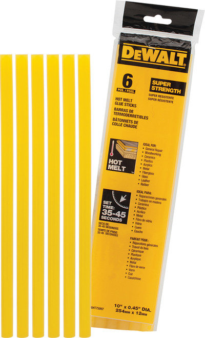 PG279 - 6-PC SUPER STRENGTH HOT MELT GLUE STICKS, 10" X 0.45" DIAMETER