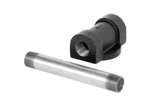 ¾" NPT Cast Iron Filter Head Kit.  Nose Thread (the Threads Where the Filter Spins Onto the Filter Head) is 1" - 12 UNF.  Includes a ¾" x 7" NPT Pipe Nipple.  Use with Filters F1810PM0, F1810PM1, and F1810HM0.