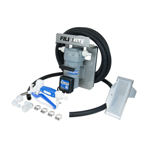 PG390 - 12V DC DEF TRANSFER PUMP, IBC TOTE BRACKET WITH MANUAL NOZZLE, 8 GPM/30 LPM, 1" INLET/OUTLET