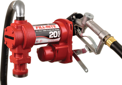 PG254 - 20 GPM, 12V DC HIGH FLOW PUMP, 1" X 12' HOSE, 1" MANUAL NOZZLE, 5' GROUND WIRE, 18' 12 GAUGE 2 WIRE BATTERY CABLE, TELESCOPING STEEL SUCTION PIPE (20" TO 34½").