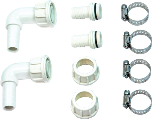 PG391 - KIT DE RACCORDS DEF – INCLUANT : (2) RACCORDS À ARPILLE DE TUYAU DROIT, (2) RACCORDS À ARPILLE DE TUYAU À 90°, (4) COLLIERS DE SERRAGE