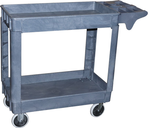 CAPACITÉ DE 500 LBS, CHARIOT DE SERVICE INDUSTRIEL EN PLASTIQUE À 2 ÉTAGES, 16 » X 30 »