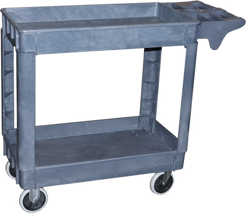 500 LBS CAPACITY 2-TIER INDUSTRIAL PLASTIC SERVICE CART, 16" X 30"