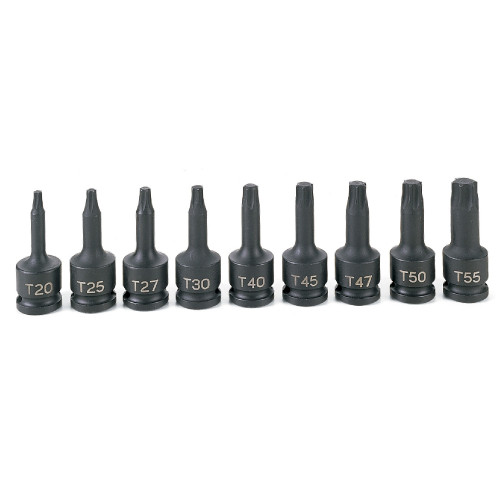 PRISE 3/8" Ensemble de 9 visseuses à chocs en étoile interne