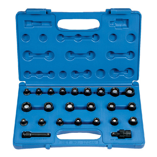 3/8" Dr. 24 Pc. Std. Longueur SAE / Ensemble magnétique métrique