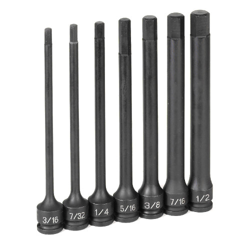 3/8" Dr. 7 Pc.  6" Length Fractional Hex Driver Set 3/8" Dr. 7 Pc.  6" Length Fractional Hex Driver Set