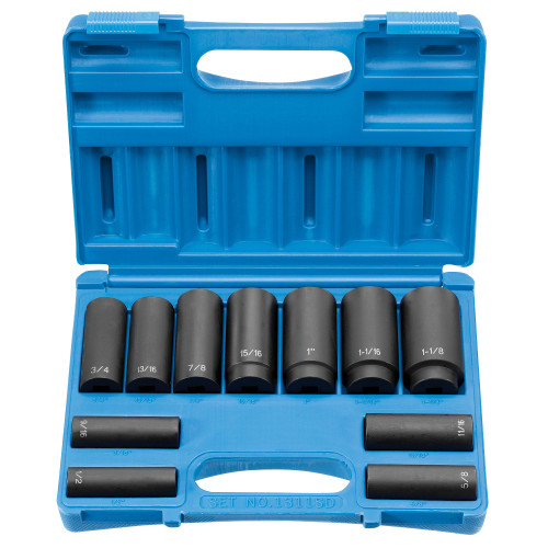 1/2" Drive 11 Piece Deep Set - 8 Point