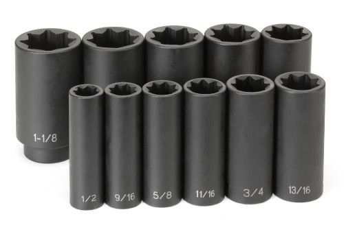1/2" Drive 11 Piece Deep Set - 8 Point 1/2" Drive 11 Piece Deep Set - 8 Point