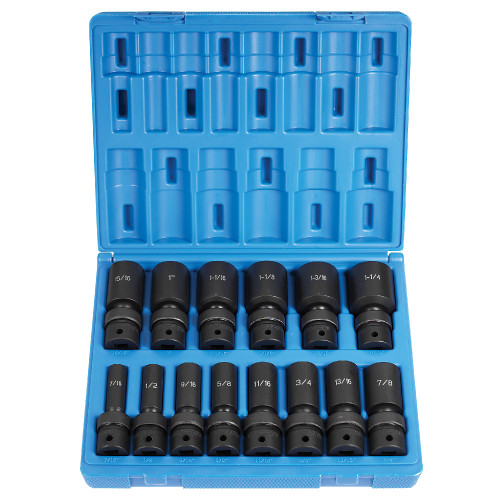 1/2" Drive 14 Pc. Deep Length Fractional Univ. Set