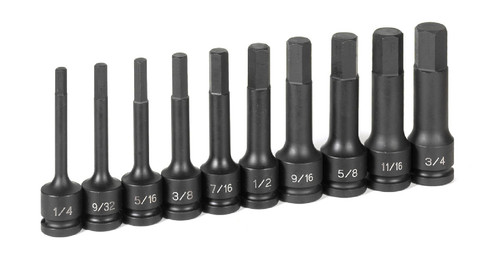 1/2" Drive 10 Pc. 4" Length Fractional Hex Driver Set