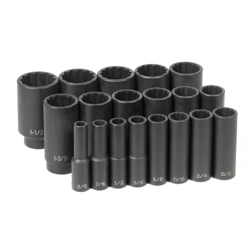 1/2" Dr. 19 Pc. Deep Length Fract. Set - 12 Point 1/2" Dr. 19 Pc. Deep Length Fract. Set - 12 Point