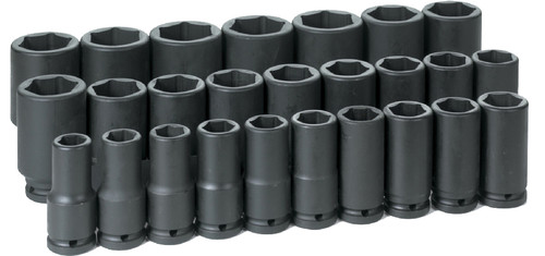 PG149 - 26-PC PRISE 3/4" ENSEMBLE DE DOUILLES MÉTRIQUES À PERCUSSION DE 6 PTS DE PROFONDEUR DE LONGUEUR, 19MM-50MM