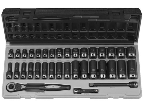 3/8" Dr. 35pc Metric Std & Deep Duo-Socket Set - 6 Pt.