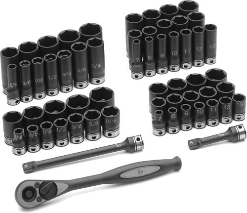 PG142 - DR 3/8" 59 PC FRACT. & ENSEMBLE DE DOUILLES MÉTRIQUES - 6 POINTS.