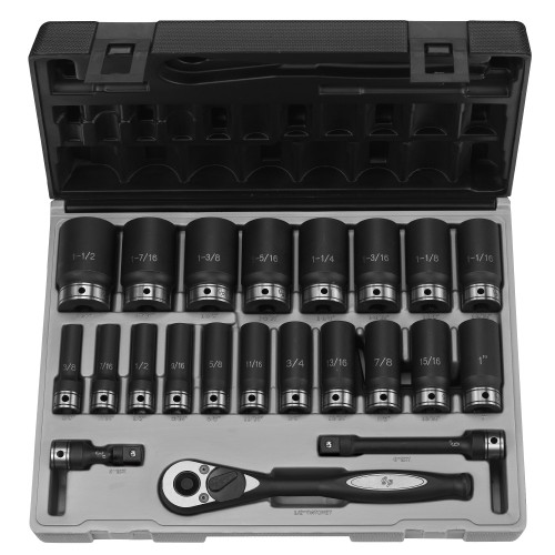 1/2" Dr. 22pc Fractional Deep Duo-Socket Set - 12 Point