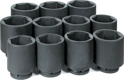 PG135 - 11 PC. 1" DR. 6 PT. DEEP FRACTIONAL IMPACT SOCKET SET 3-1/8" - 4-1/2"