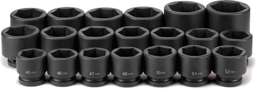 PG135 - 20 PC. 1" DR. 6 PT. JEU DE DOUILLE MÉTRIQUE À IMPACT 45 MM À 75 MM