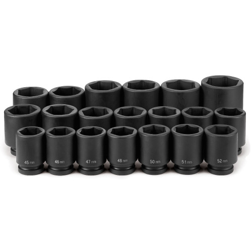 PG135 - 20 PC. 1" DR. 6 PT. DEEP METRIC IMPACT SOCKET SET 45MM TO 75MM